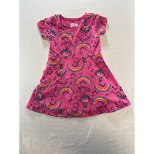 DreamWorks Trolls Band Together Pink Rainbow Poppy Short Sleeve Dress 2T‎